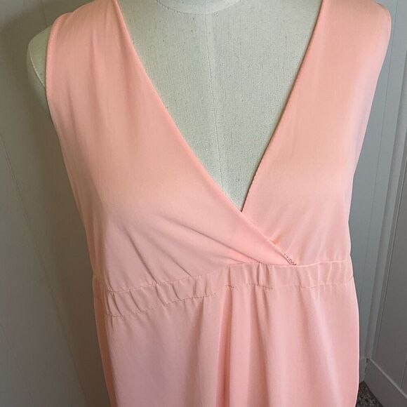 Handmade Womens Size Medium Sleeveless Night Gown Orange Peach Maxi Length - Picture 2 of 9